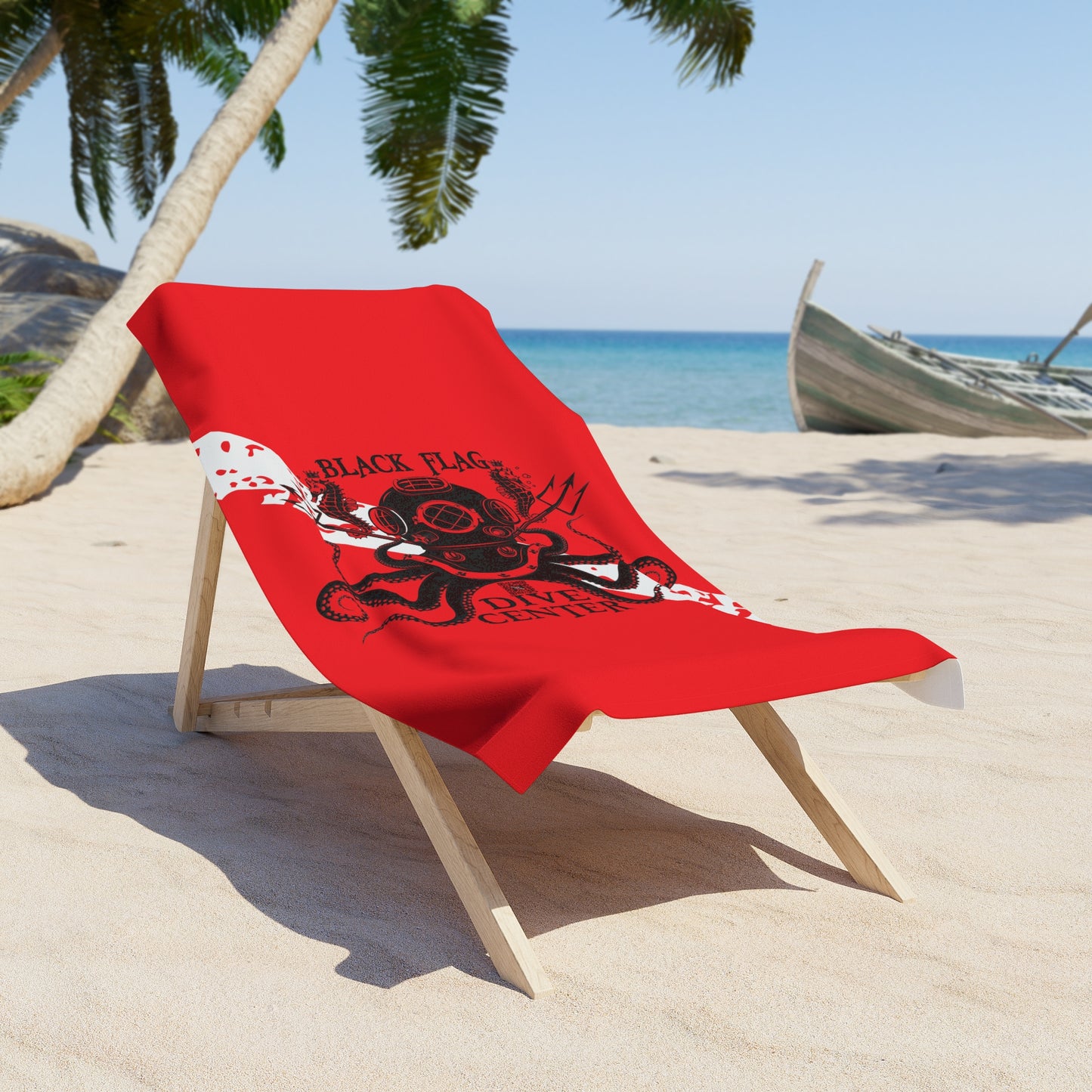 Diver Center Octopus Dive Flag Beach Towel – Red Scuba Design