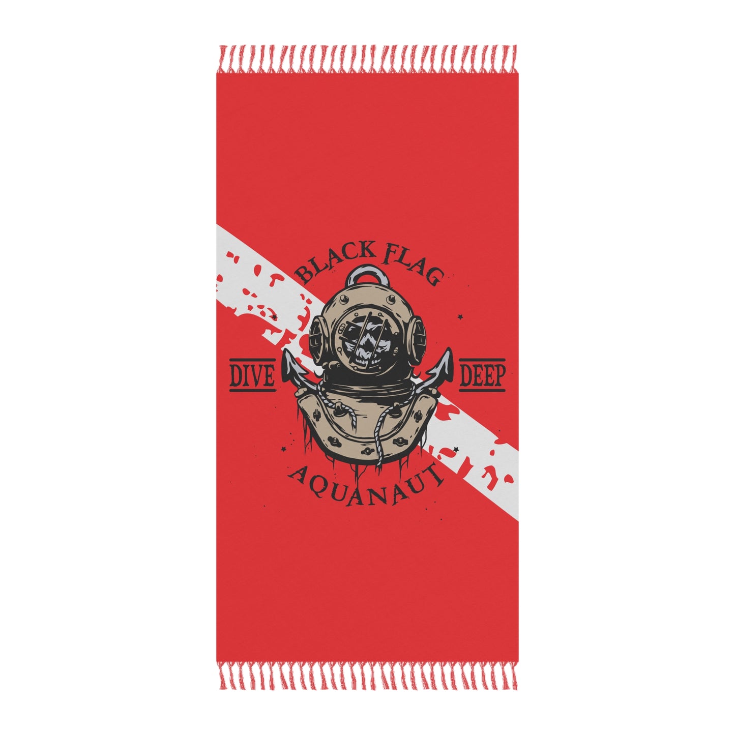 Dive Center Beach Towel — Black Flag Octopus Diver Design