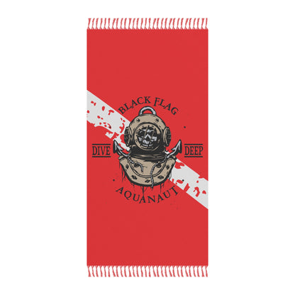 Dive Center Beach Towel — Black Flag Octopus Diver Design