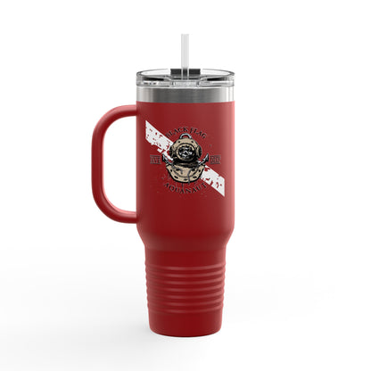 40oz Insulated Travel Mug (Aquanaut) — Customizable "Your Text" White Tumbler