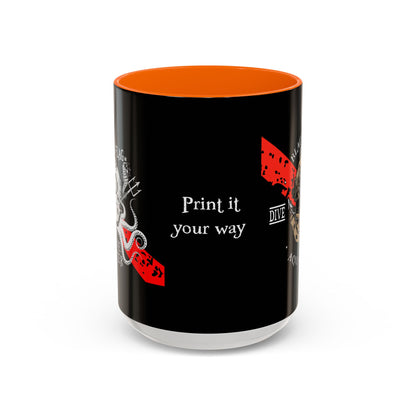 Diver Coffee Mug (Black) — 'Black Flag Aquanaut' Scuba Helmet Accent Mug (11/15oz)
