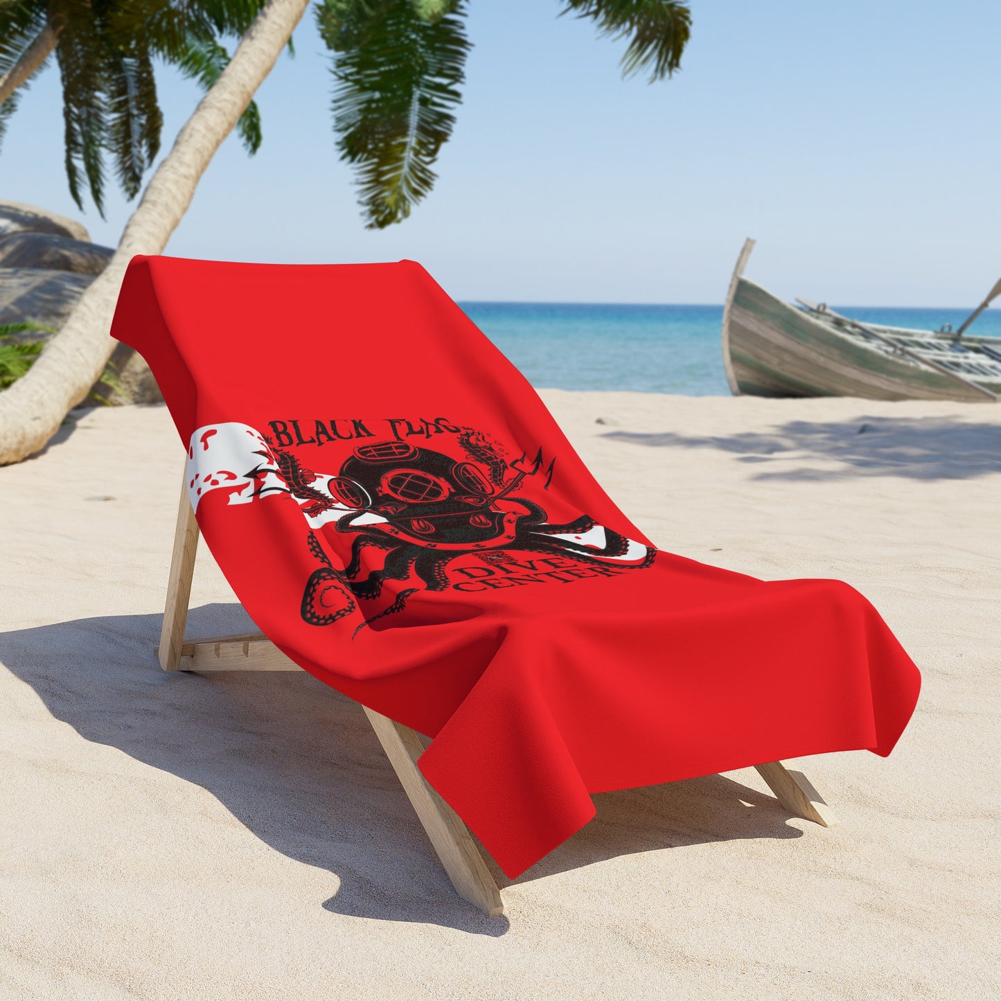 Diver Center Octopus Dive Flag Beach Towel – Red Scuba Design