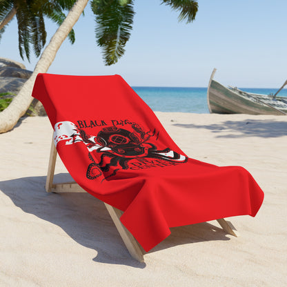 Diver Center Octopus Dive Flag Beach Towel – Red Scuba Design