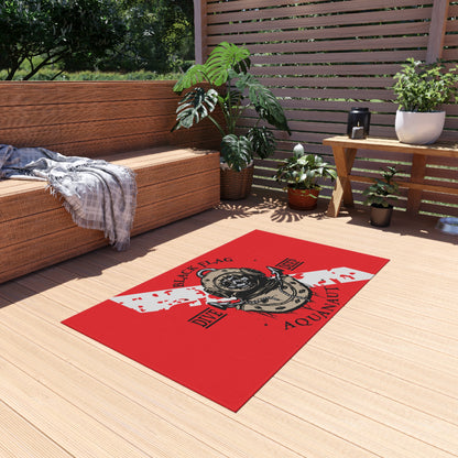 Dive Deep Aquanaut Outdoor Rug — Red Scuba Diver Flag Doormat