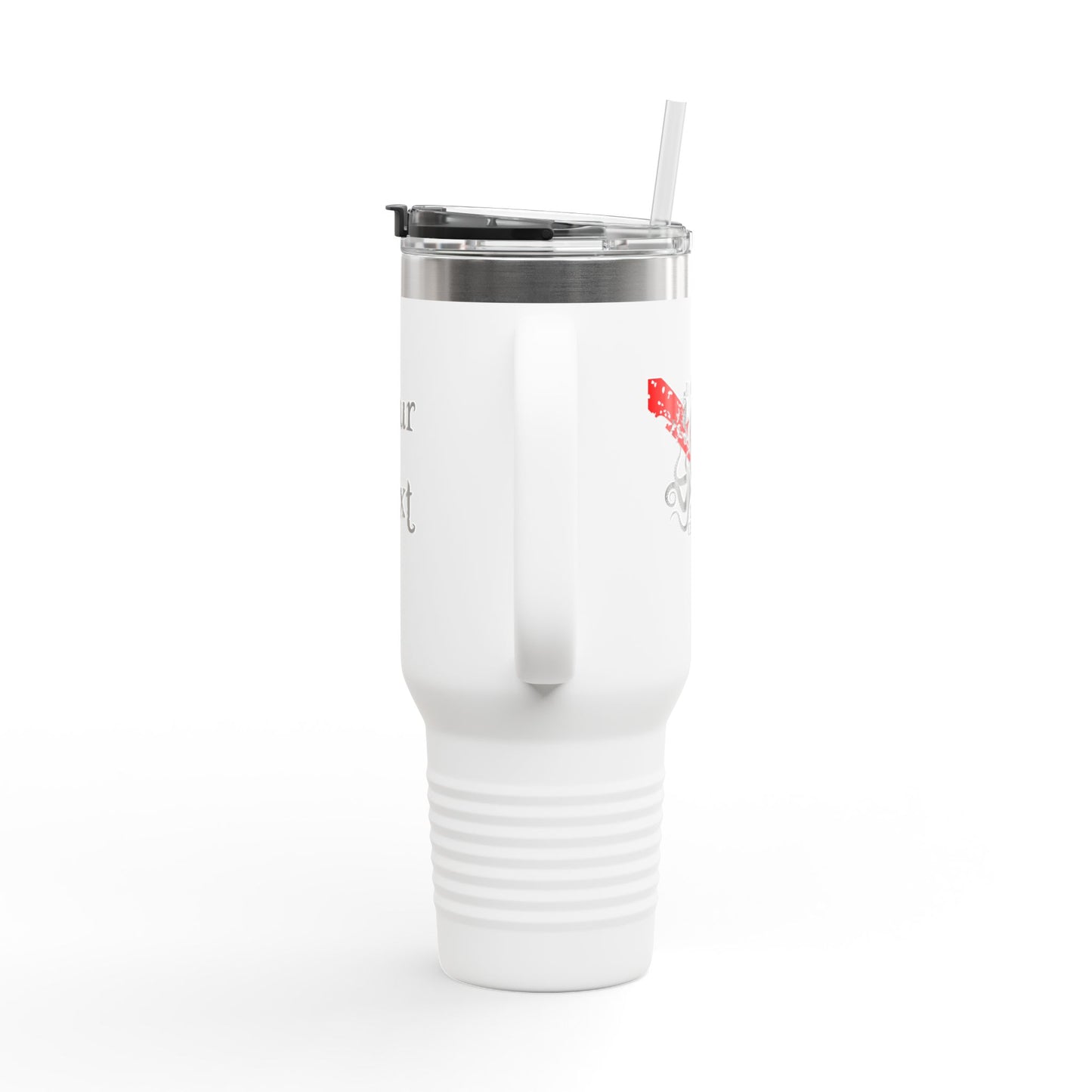 40oz Insulated Travel Mug (Octopus) — Customizable "Your Text" White Tumbler