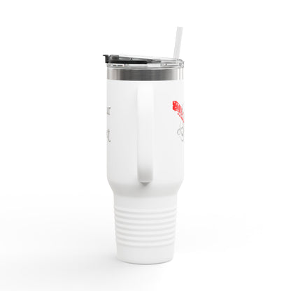 40oz Insulated Travel Mug (Octopus) — Customizable "Your Text" White Tumbler