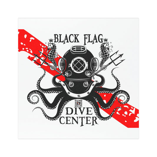 Dive Center Car Magnet (White) — Black Flag Scuba Diving Octopus Design