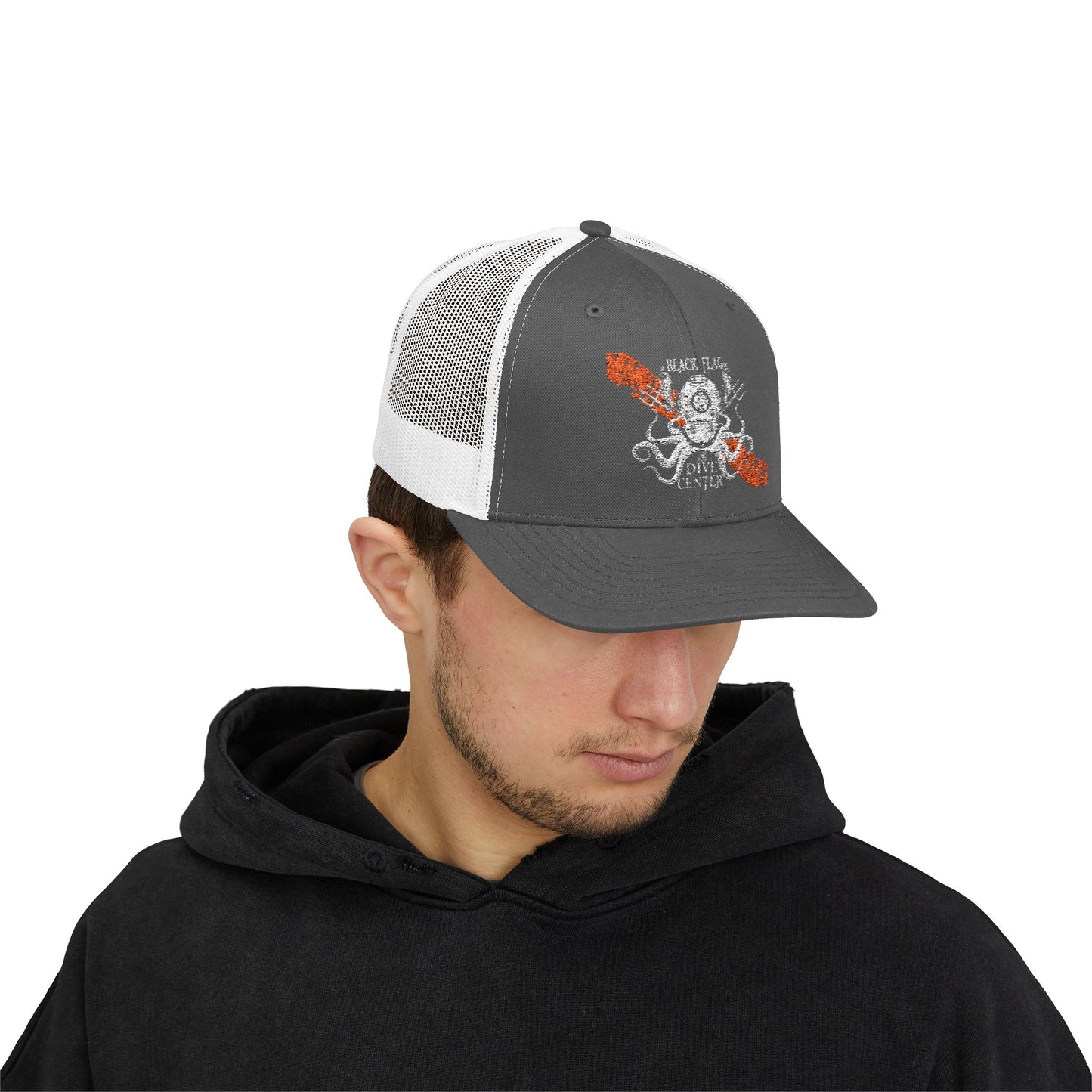 Trucker Cap - Skull & Crossed Oar Fishing Patch