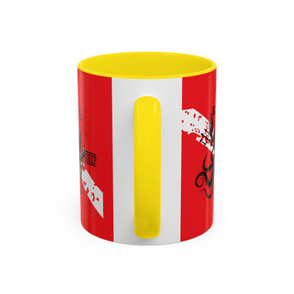 Diver Coffee Mug (Red)  — 'Black Flag Aquanaut' Scuba Helmet Accent Mug (11/15oz)