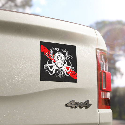 Dive Center Car Magnet (Black) — Black Flag Scuba Diving Octopus Design