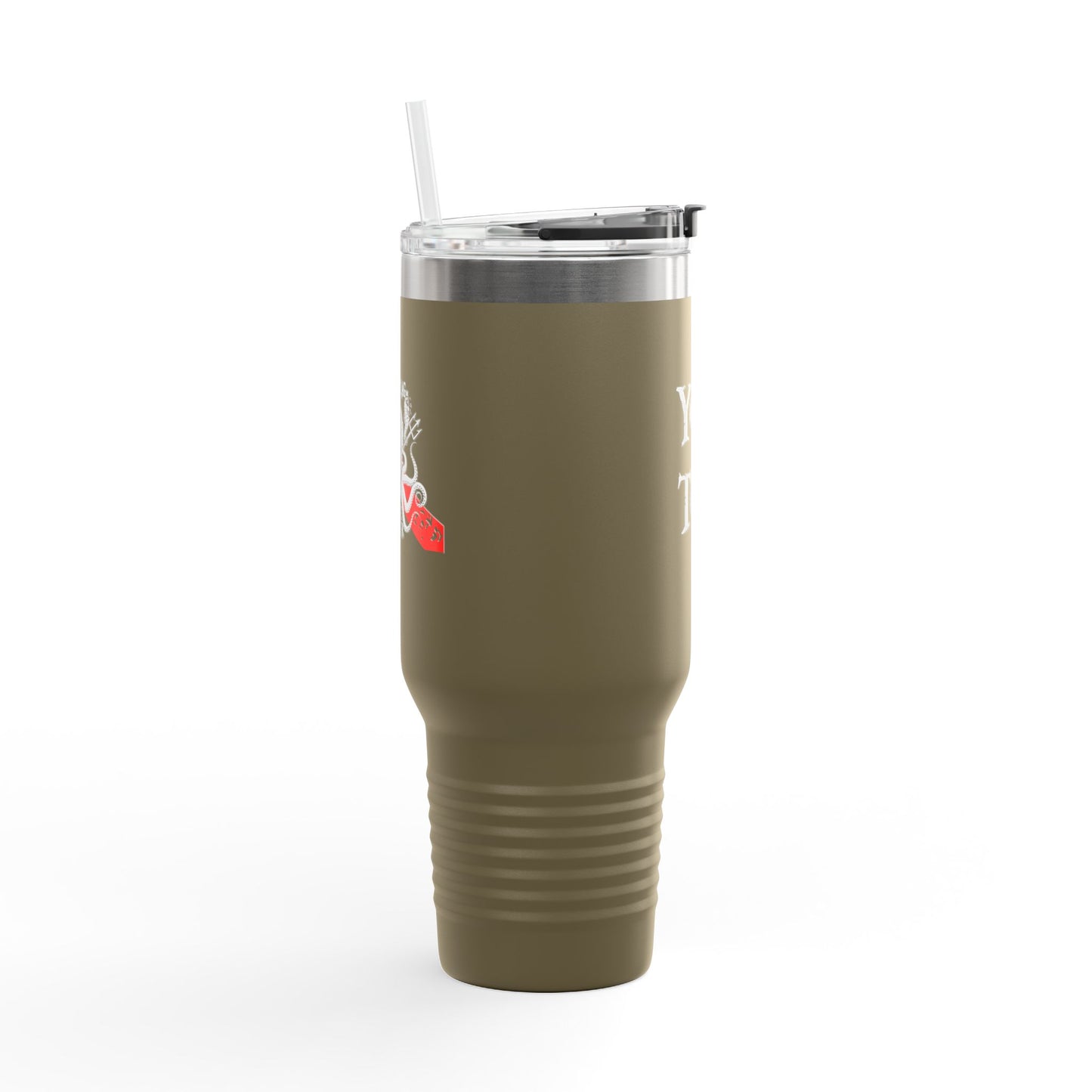 40oz Insulated Travel Mug (Octopus) — Customizable "Your Text" White Tumbler