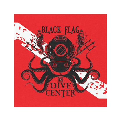 Dive Center Car Magnet (Red) — Black Flag Scuba Diving Octopus Design