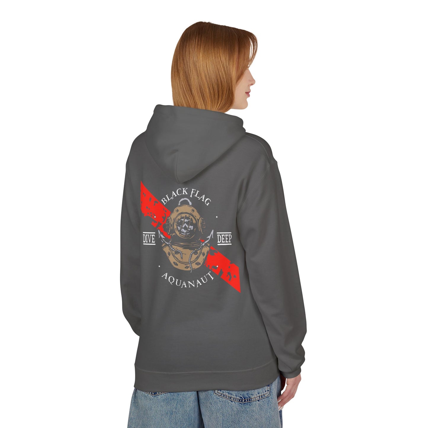 Dive Center Hoodie — 'Black Flag Aquanauts' Vintage Diving Helmet Design