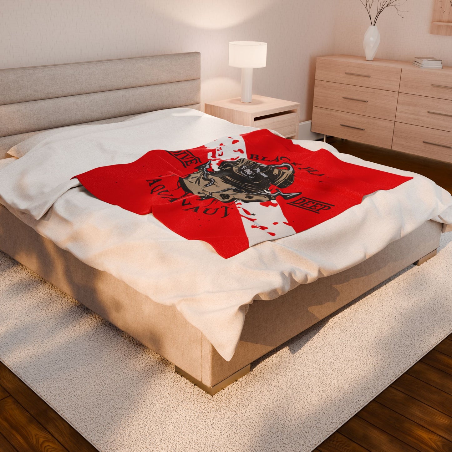 Diver Helmet Velveteen Plush Blanket — "Black Flag Aquanaut" Dive Deep Throw