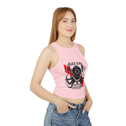 Dive Center Racer Tank Top (White) — Black Flag Scuba Helmet Graphic