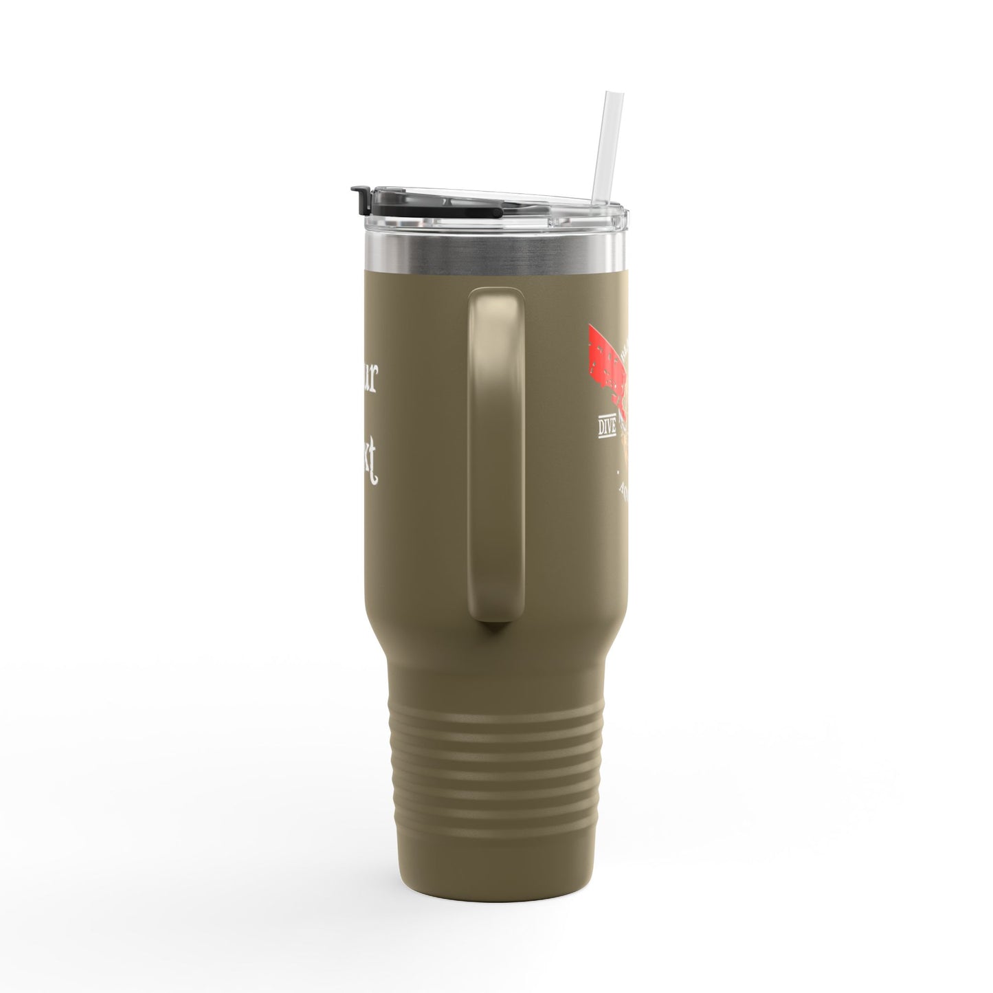 40oz Insulated Travel Mug (Aquanaut) — Customizable "Your Text" White Tumbler
