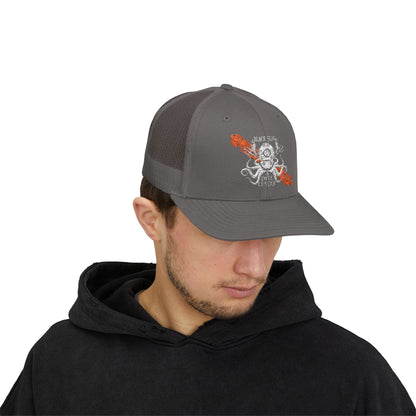 Trucker Cap - Skull & Crossed Oar Fishing Patch