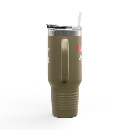 40oz Insulated Travel Mug (Octopus) — Customizable "Your Text" White Tumbler