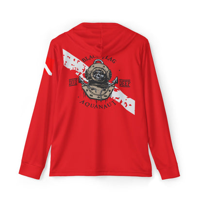 Dive Center Hoodie (Red) - 'Black Flag' Vintage Diving Octopus Graphic