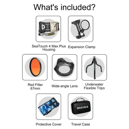 DIVEVOLK SeaTouch 4 Max PLUS Underwater Housing A-lot-of-fun kit for iPhone and most of Android smartphone dive housing, waterproof phonecase