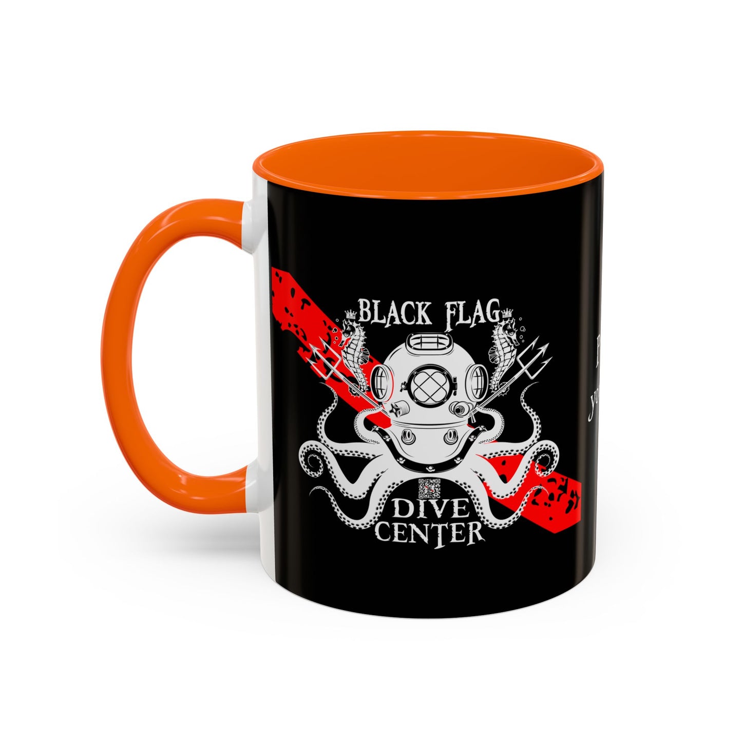 Diver Coffee Mug (Black) — 'Black Flag Aquanaut' Scuba Helmet Accent Mug (11/15oz)