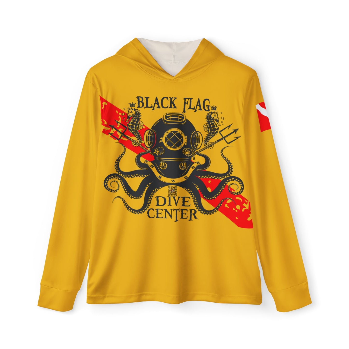 Dive Center Hoodie (Yellow) - 'Black Flag' Vintage Diving Octopus Graphic