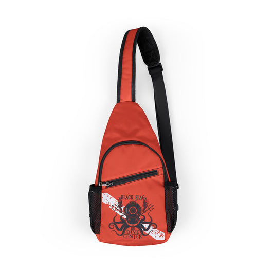 Diver Chest Bag (Red) — Compact Sling Backpack with Diver Print