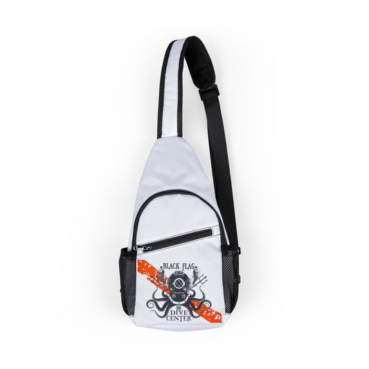 Diver Chest Bag (White) — Compact Sling Backpack with Diver Print