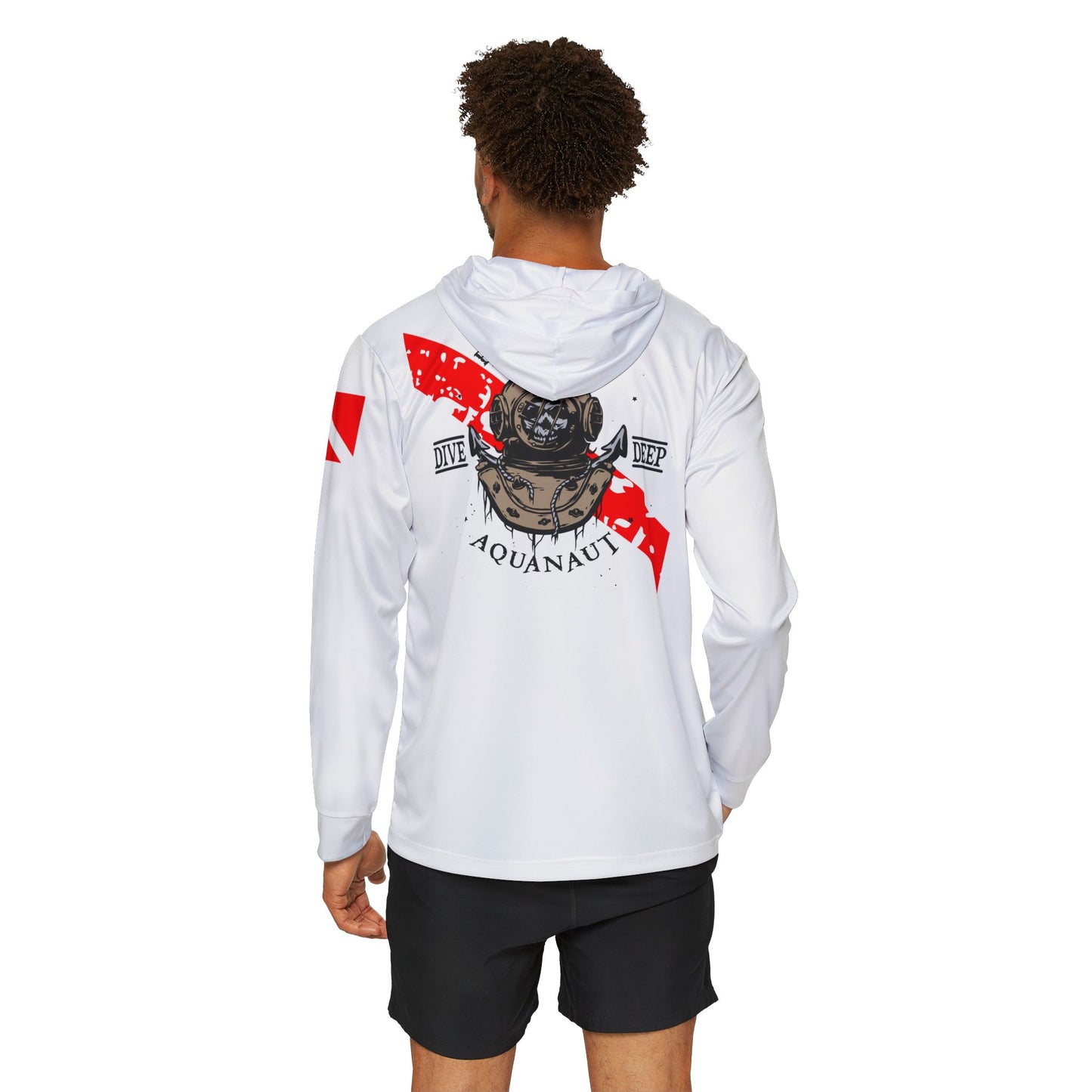 Dive Center Hoodie (White) - 'Black Flag' Vintage Diving Octopus Graphic