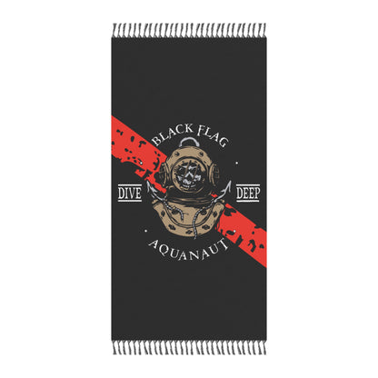 Dive Center Beach Towel – Vintage Deep Sea Aquanaut Design (Black Flag)