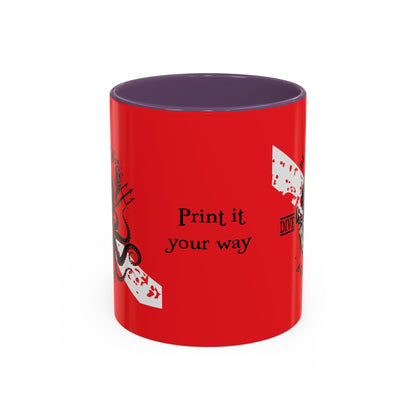 Diver Coffee Mug (Red)  — 'Black Flag Aquanaut' Scuba Helmet Accent Mug (11/15oz)