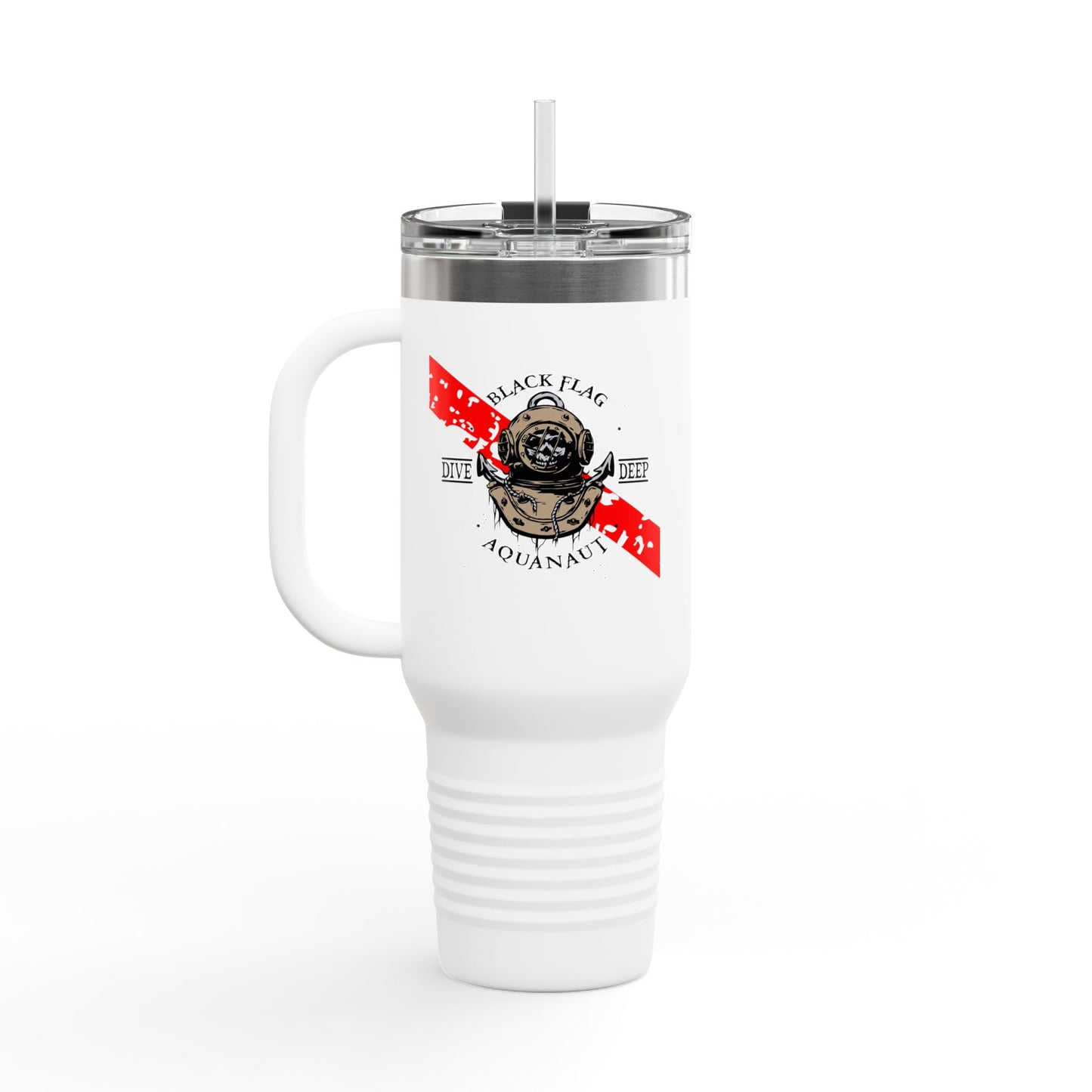 40oz Insulated Travel Mug (Aquanaut) — Customizable "Your Text" White Tumbler