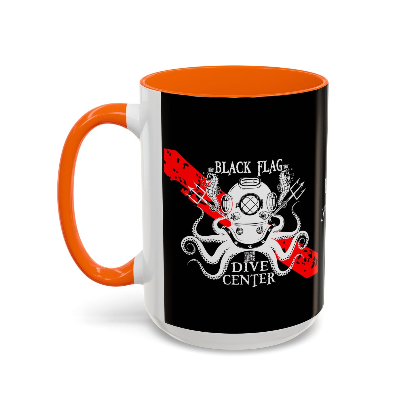 Diver Coffee Mug (Black) — 'Black Flag Aquanaut' Scuba Helmet Accent Mug (11/15oz)
