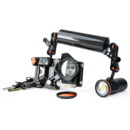 DIVEVOLK SeaTouch 4 MAX PLUS Underwater Housing Advanced Creator Kit including Float Arm and 5600 Lumen dive light, dive housing, waterproof phone case