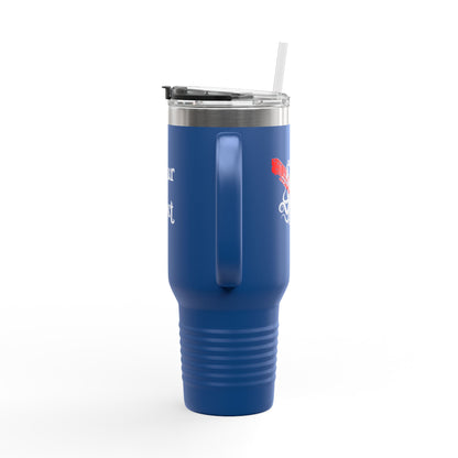 40oz Insulated Travel Mug (Octopus) — Customizable "Your Text" White Tumbler