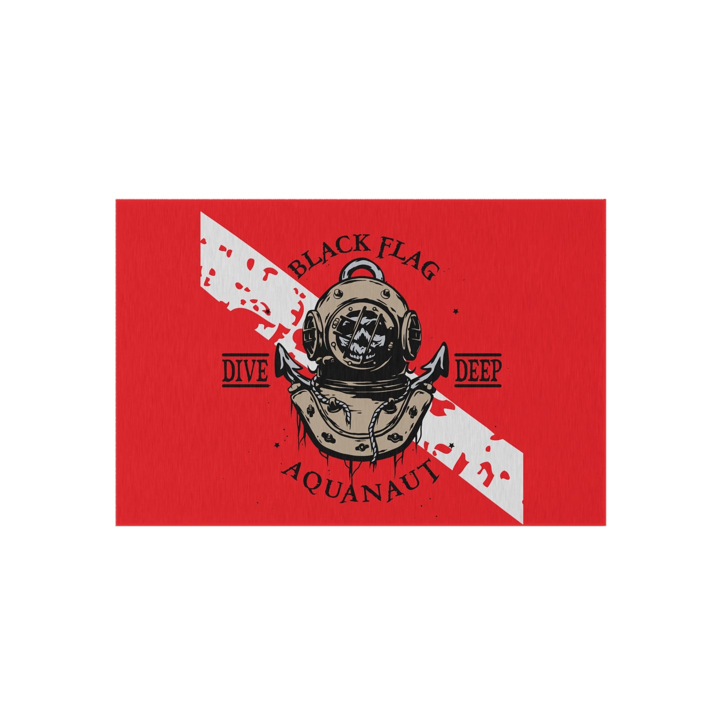 Dive Deep Aquanaut Outdoor Rug — Red Scuba Diver Flag Doormat