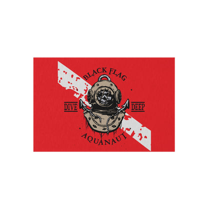 Dive Deep Aquanaut Outdoor Rug — Red Scuba Diver Flag Doormat
