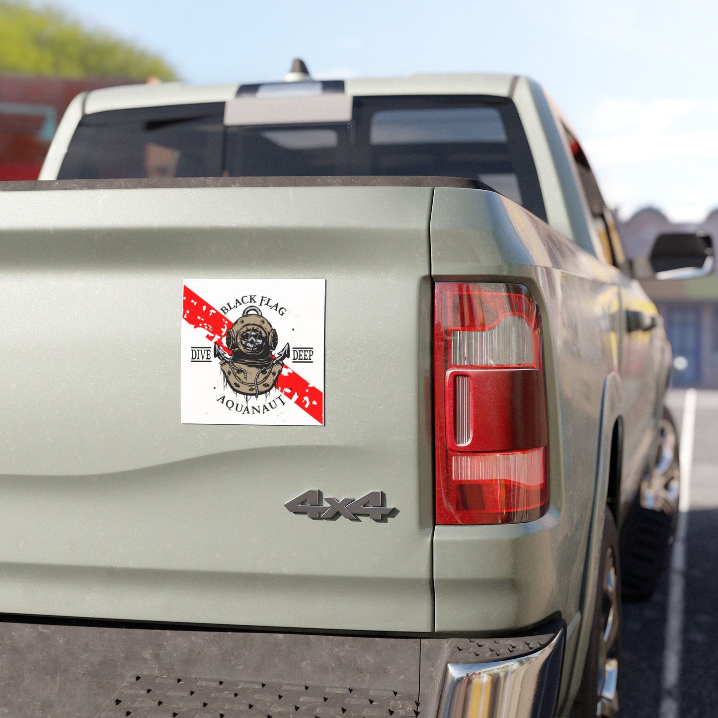 Dive Center Car Magnet (White) — Black Flag Scuba Diving Aquanaut Design