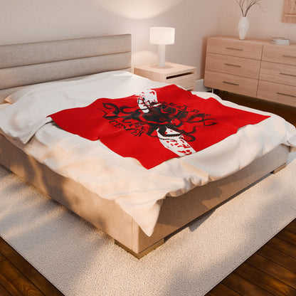 Velveteen Plush Blanket — Black Flag Dive Center Octopus Diver Design