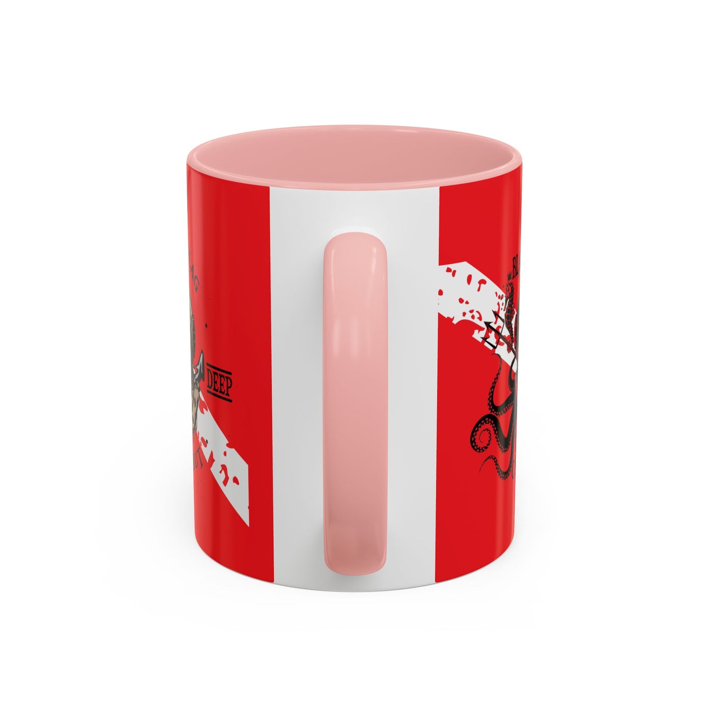 Diver Coffee Mug (Red)  — 'Black Flag Aquanaut' Scuba Helmet Accent Mug (11/15oz)