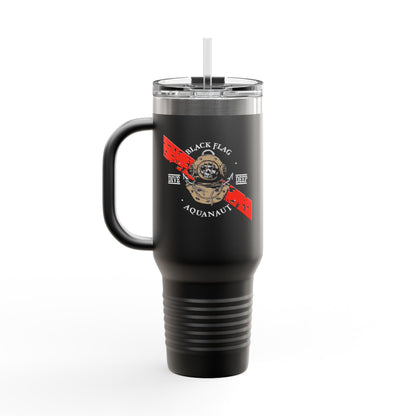 40oz Insulated Travel Mug (Aquanaut) — Customizable "Your Text" White Tumbler