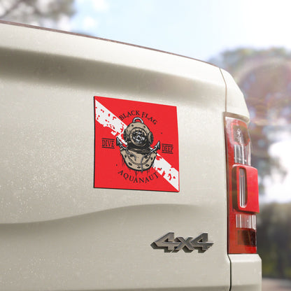 Dive Center Car Magnet (Red) — Black Flag Scuba Diving Aquanaut Design