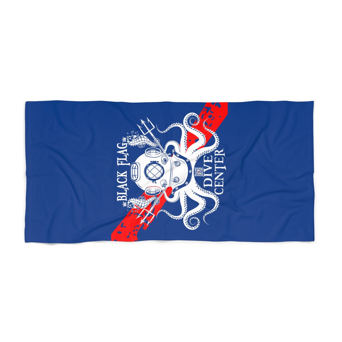 Dive Center Beach Towel — 'Black Flag' Octopus Scuba Design