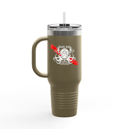 40oz Insulated Travel Mug (Octopus) — Customizable "Your Text" White Tumbler