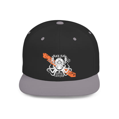 Octopus Kayak Snapback Hat — Distressed Paddle Graphic Flat-Bill Cap