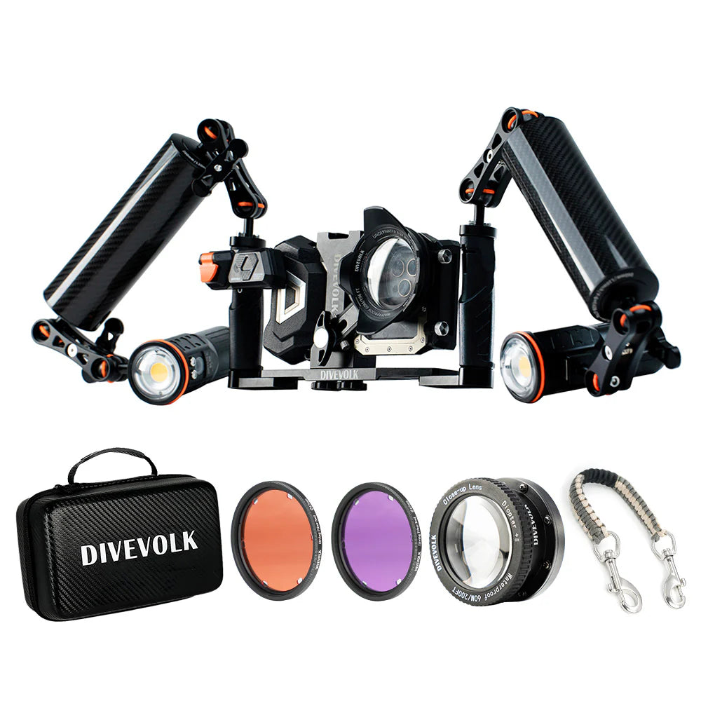 DIVEVOLK SeaTouch 4 Max Plus Underwater Housing Almighty Kit for iPhone and most Android smartphone, dive housing, waterproof phone case