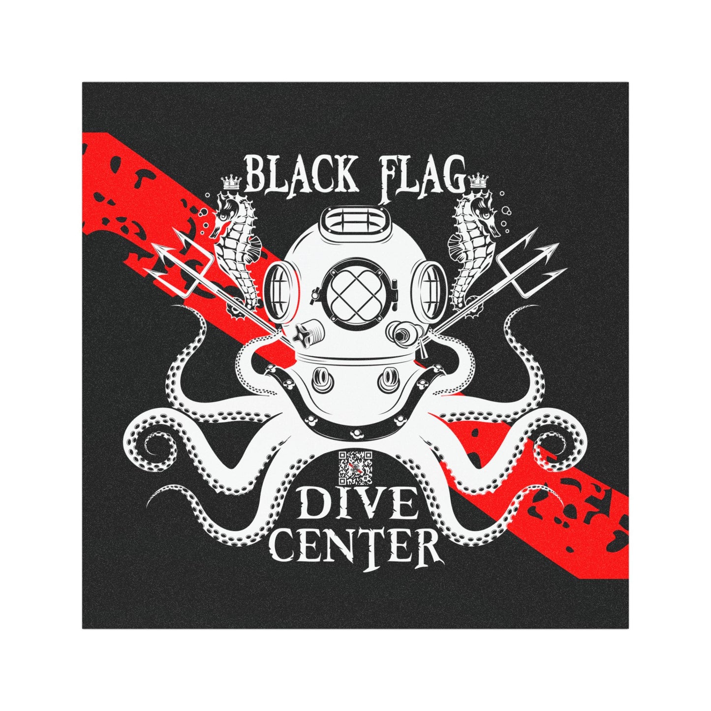 Dive Center Car Magnet (Black) — Black Flag Scuba Diving Octopus Design