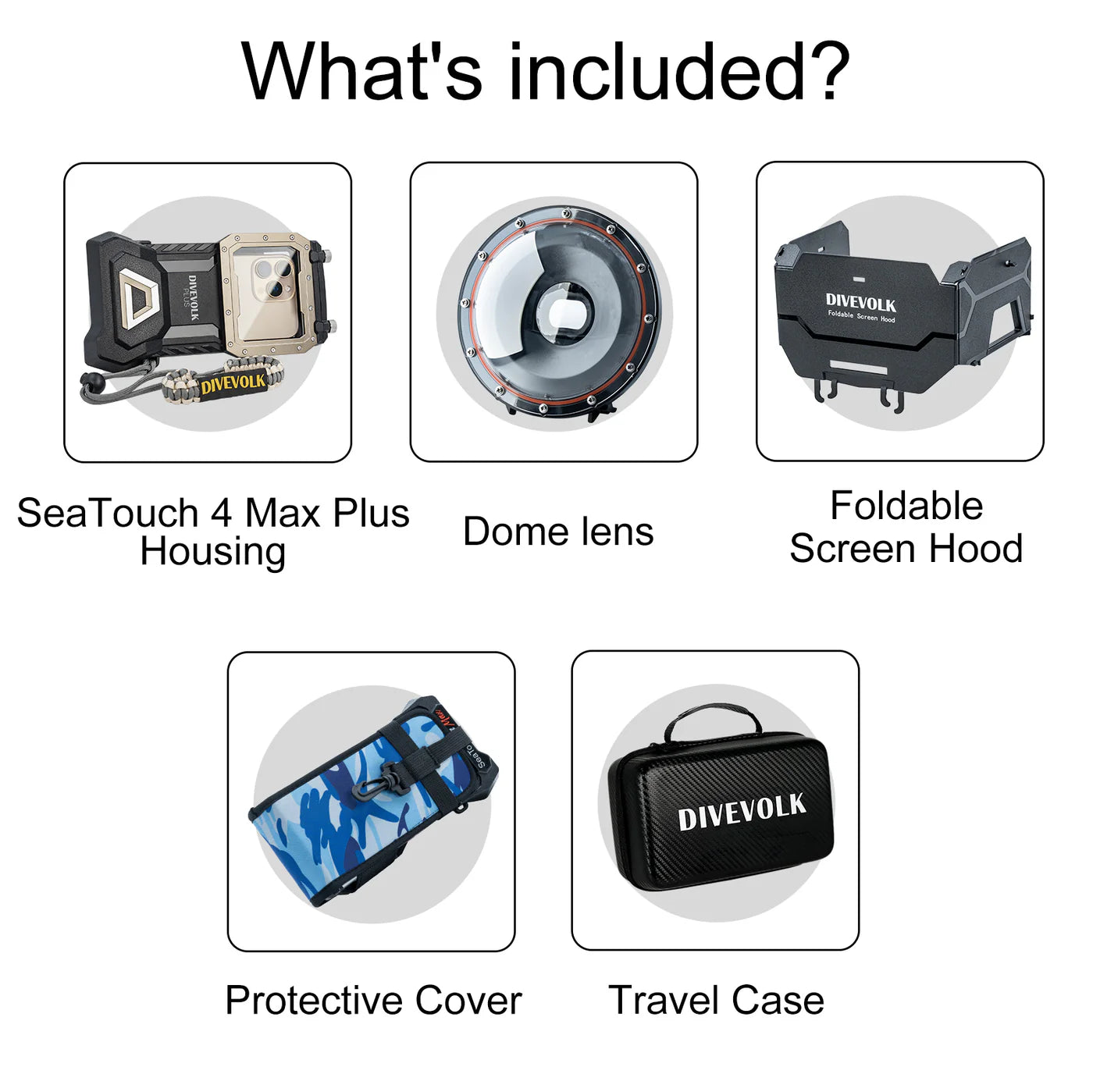 DIVEVOLK SeaTouch 4 Max Plus Underwater Houisng Water Sports Kit for iPhone and most Android smartphone dive housing, waterproof phonecase
