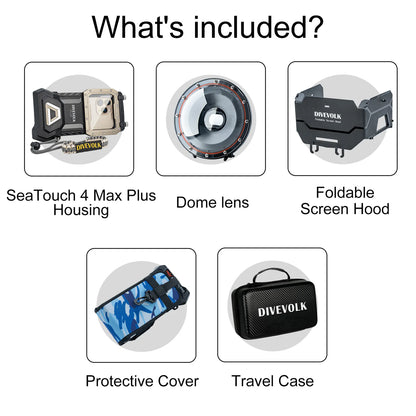 DIVEVOLK SeaTouch 4 Max Plus Underwater Houisng Water Sports Kit for iPhone and most Android smartphone dive housing, waterproof phonecase