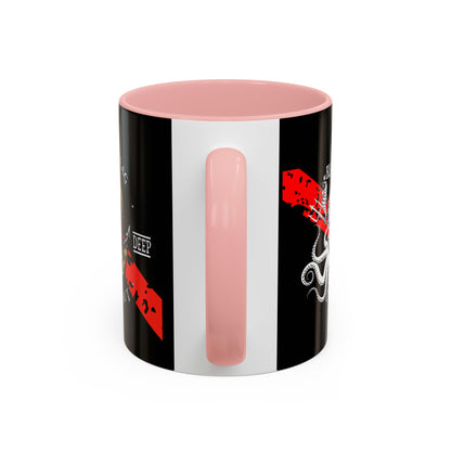 Diver Coffee Mug (Black) — 'Black Flag Aquanaut' Scuba Helmet Accent Mug (11/15oz)